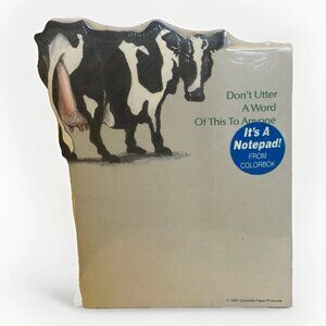 Colorbok Cow Die-cut Notepad Don't Utter A Word Farm Animal Memo Pad 1987